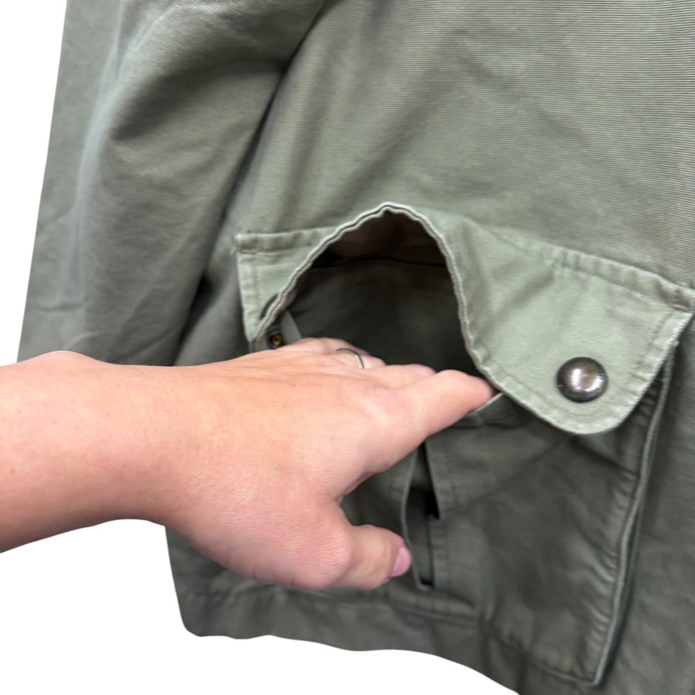 Men's Olive Green Jacket with Brown Collar - Picture 5 of 12